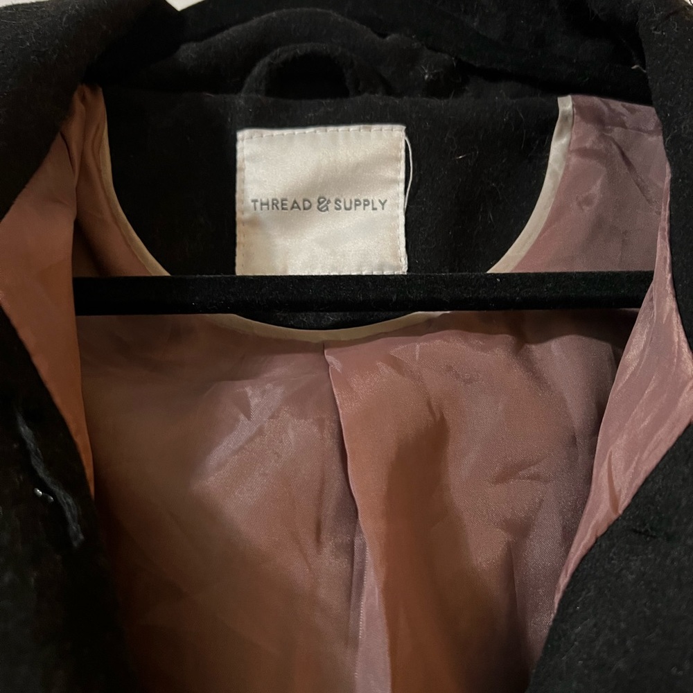 Thread & Supply black pea coat size L - Picture 4 of 4